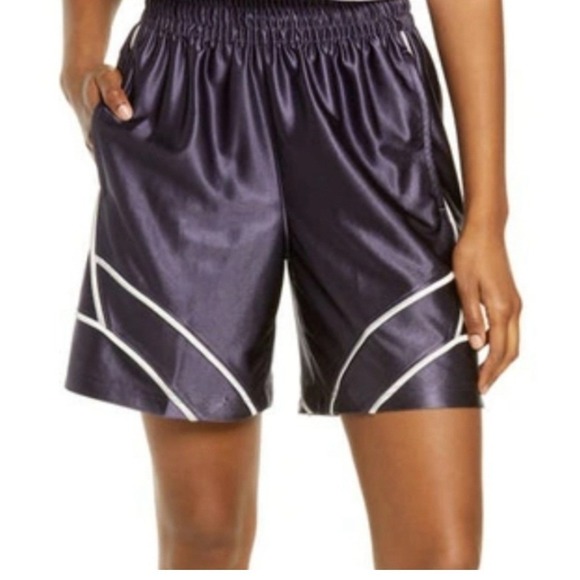 Nike Pants - Nike Swoosh Fly Crossover Womens M Purple Basketball Athletic Shorts Satin Dri-F